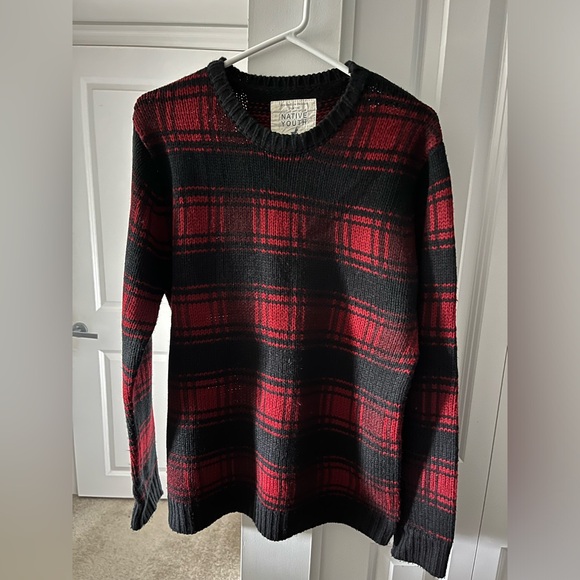 Native Youth | Red and Black Plaid Crew Neck Sweater | Size Large - Picture 2 of 8